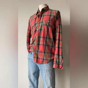 j crew plaid long sleeve button down shirt quality all cotton vivid red